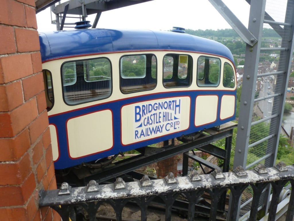 Bridgnorth Castle Hill Railway Co. = funicular car at top station [Ross S] June 5th