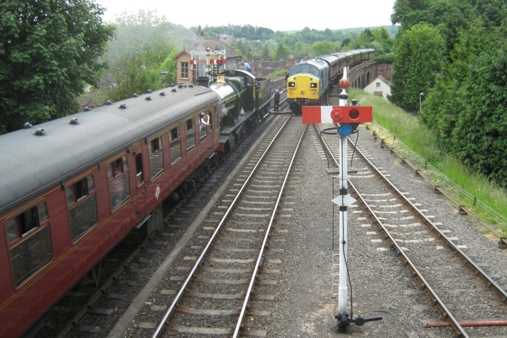 Bewdley SVR - Tablet exchange as trains cross [ Rob M ] June 7th