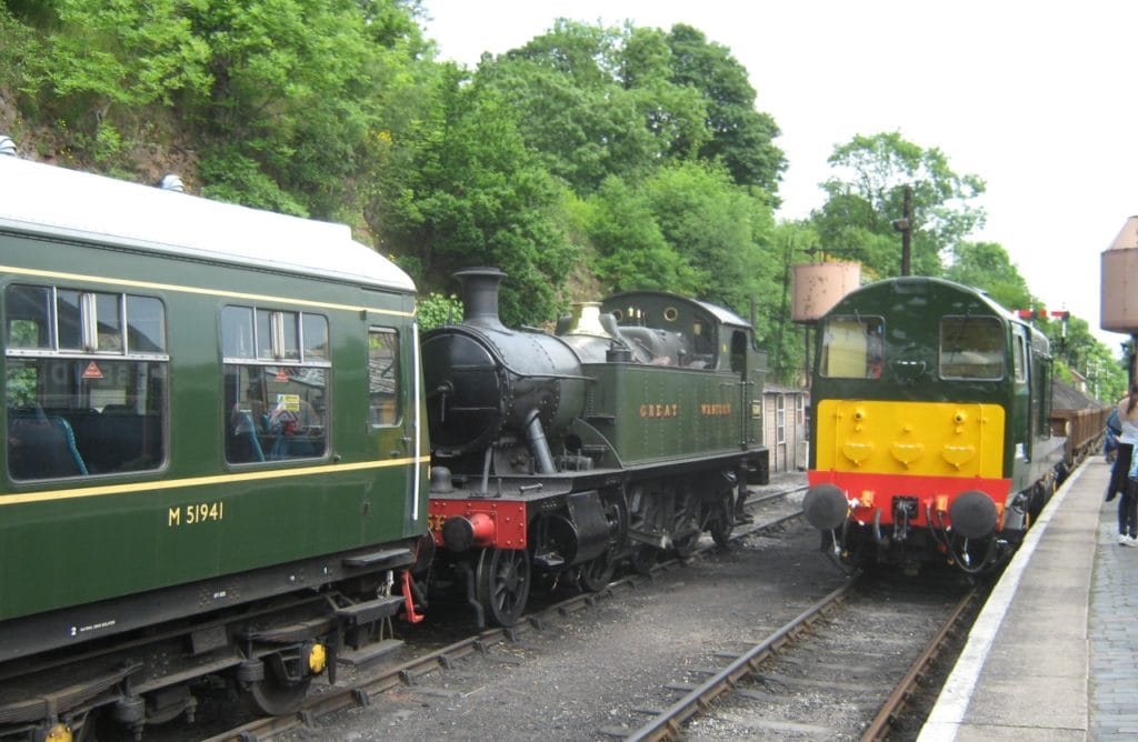 Bewdley - Severn Valley Rly. - Ballast train running through the platform line [ Rob M ] June 7th