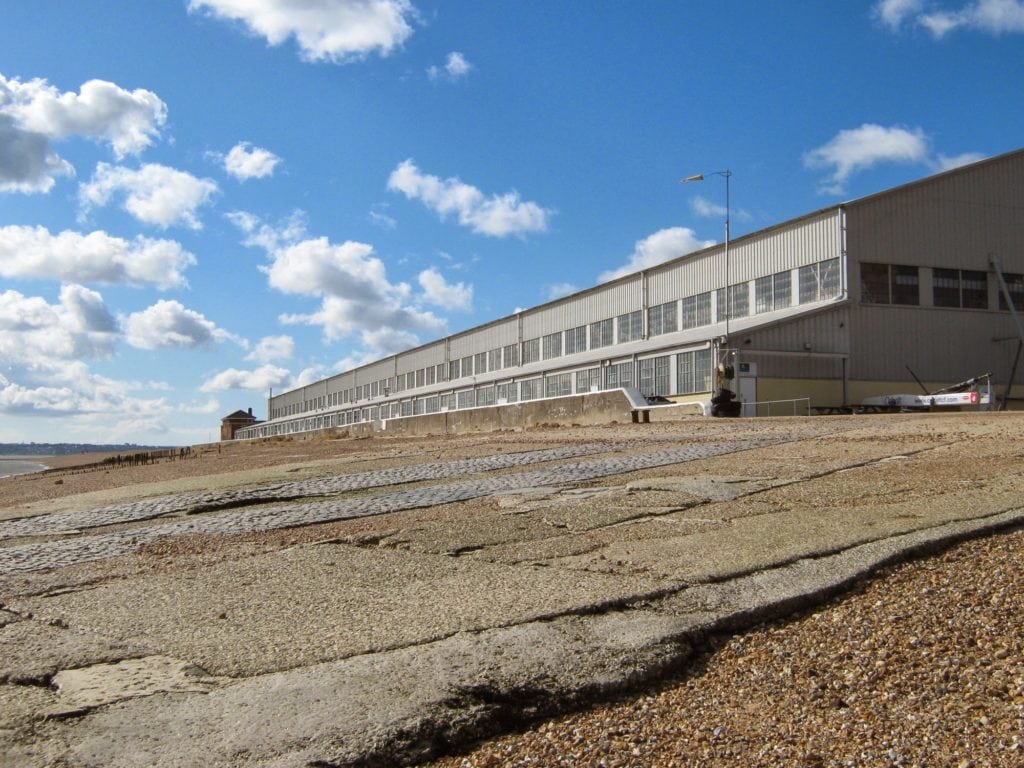RAF hangar used for flying boats at Calshot Castle. Joe Barron was serving here in the final years of the little railway.