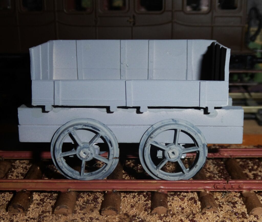 CSRM Edge Hill wagon on half-round sleepers track RS&AM 230226